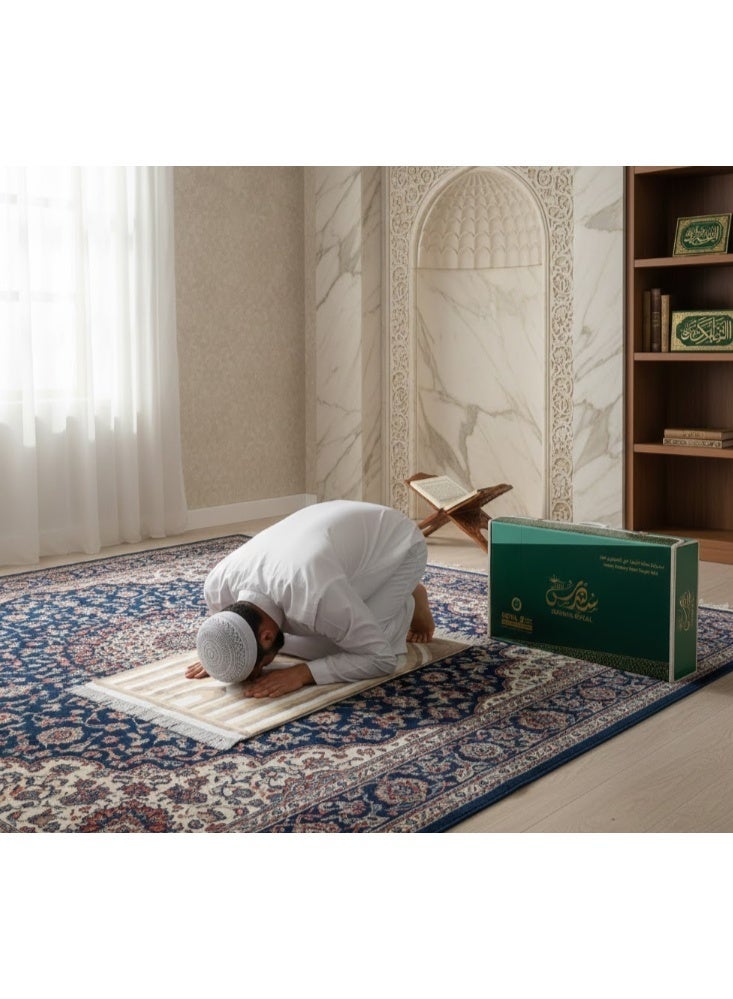 سندس سجادة صلاة تركية فاخرة من سندس رويال مع 3 طبقات من إسفنج الذاكرة - سجادة صلاة إسلامية فاخرة لدعم الركبة والمفاصل، ناعمة للغاية ومستقرة، مثالية للاستخدام المنزلي والمسجد (120 × 70 سم) - Image 4